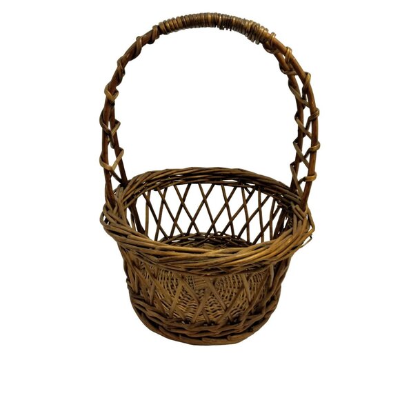 Large Vintage Willow Basket Handmade 12 inch - Picture 2 of 9